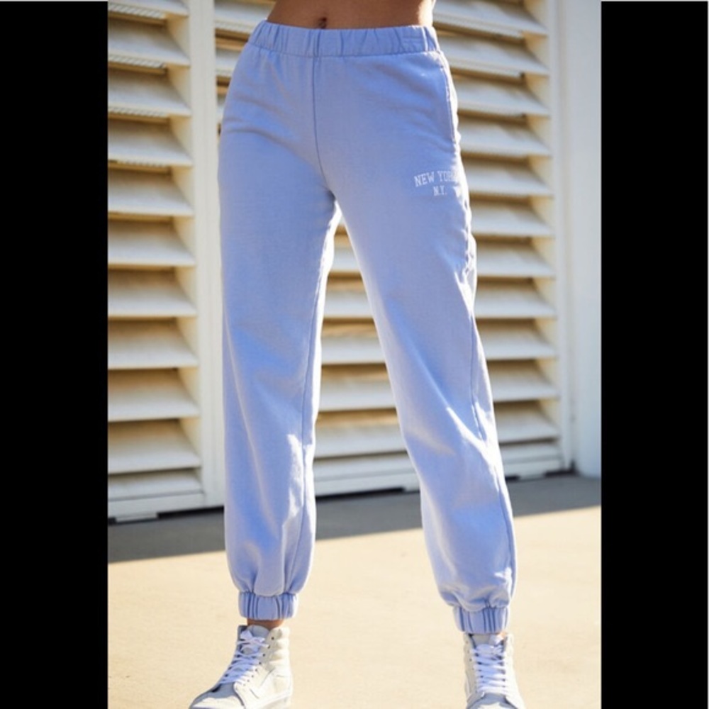 Brandy Melville Periwinkle Rosa Sweatpants with New York Writing